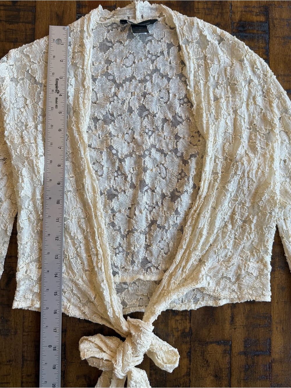 Y2K Vintage Moda International Ivory Lace Tie Front Cardigan — Small — USA - Picture 9 of 14